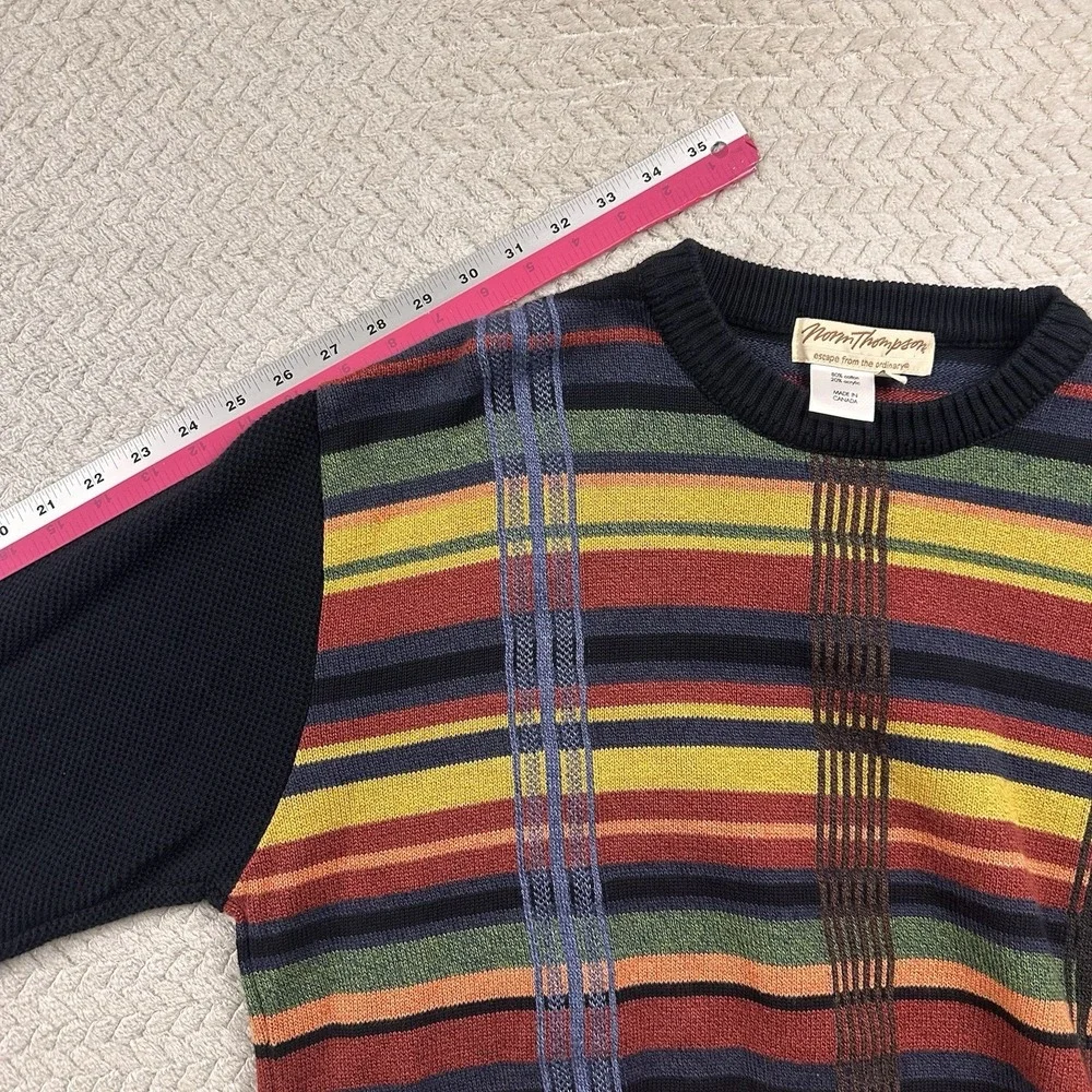 VTG Norm Thompson Sweater Men's Large Multicolor Festival preppy 90's Preppy